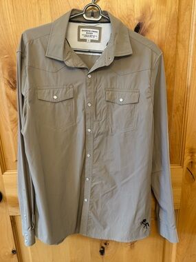 Men’s Taupe Western Button-Down Shirt Diamond Cross Ranch western shirt